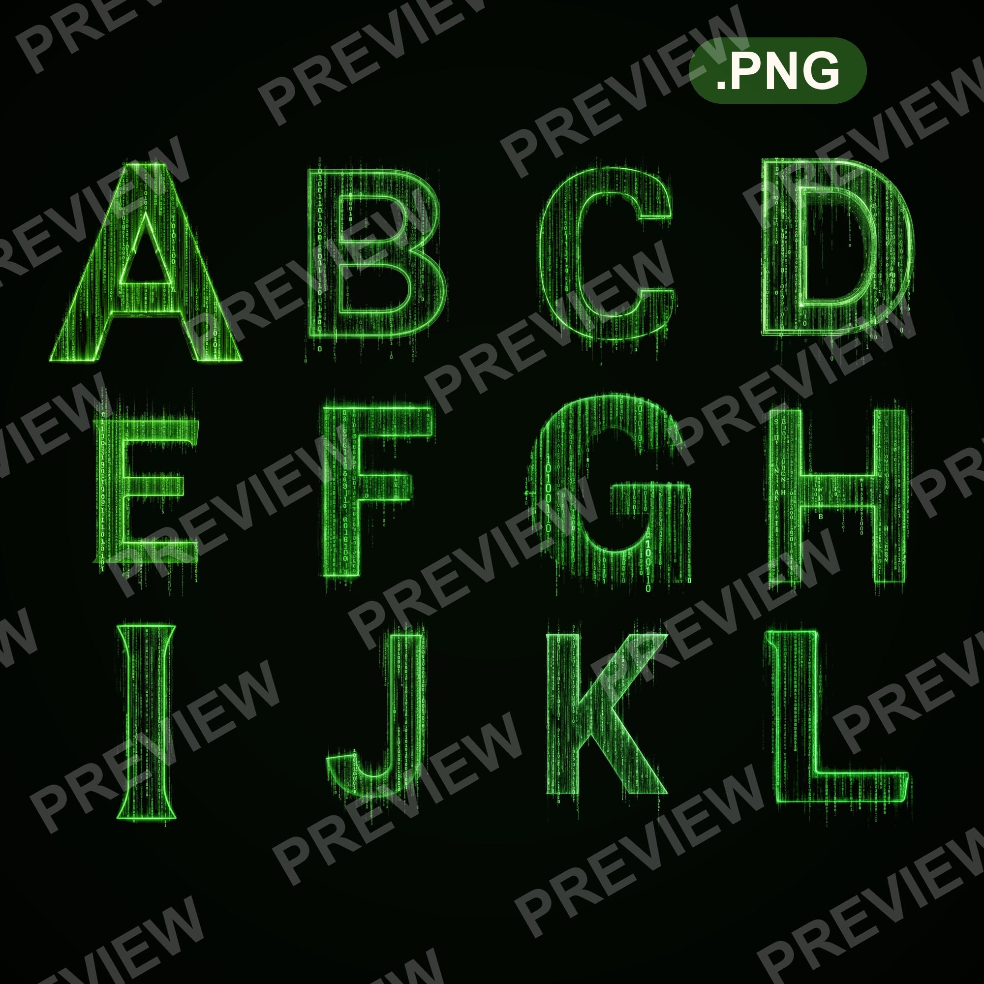 Digital Matrix Alphabet PNG Clipart, Letters Numbers (digital Download ...