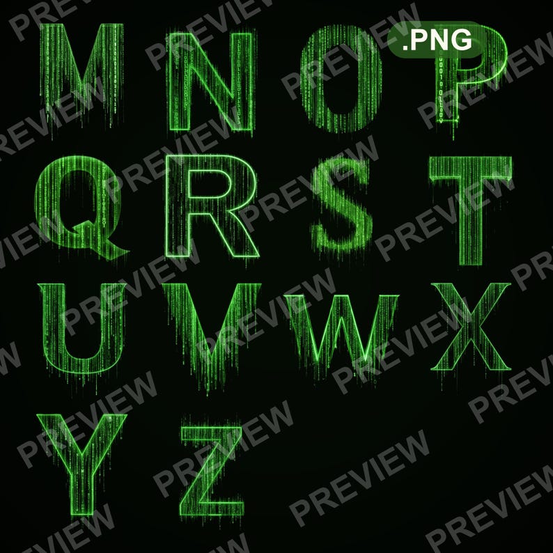 Digital Matrix Alphabet PNG Clipart, Letters Numbers (digital Download ...
