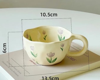 Hand-Pinched Irregular Flower Ceramic Mugs | 200ml Coffee Cups