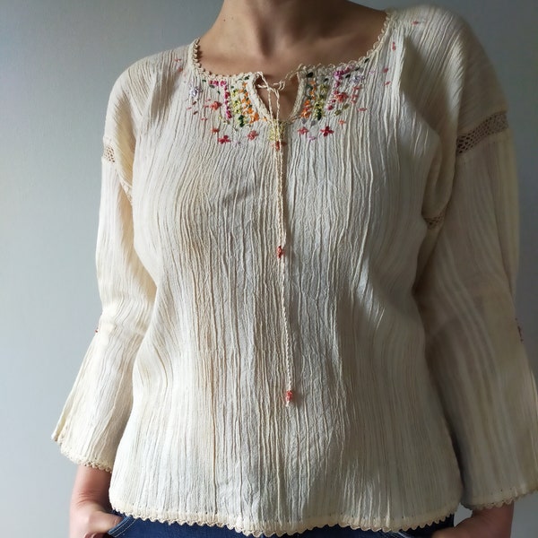 Blouse vintage en coton fait main