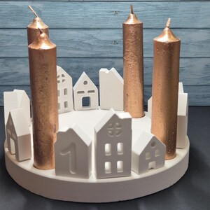 Enchanting Handmade Plaster Advent Wreath (Excl. Candles)