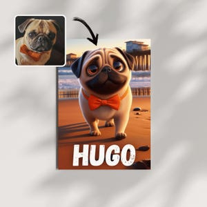 Custom Cartoon Pet Portrait - Personalized Dog Portrait - Custom Pet Disney Pixar Poster