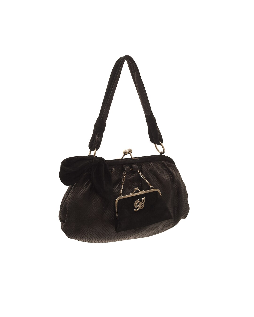 Y2k Blumarine Black Handbag With Small Purse Decorating It / 2000s