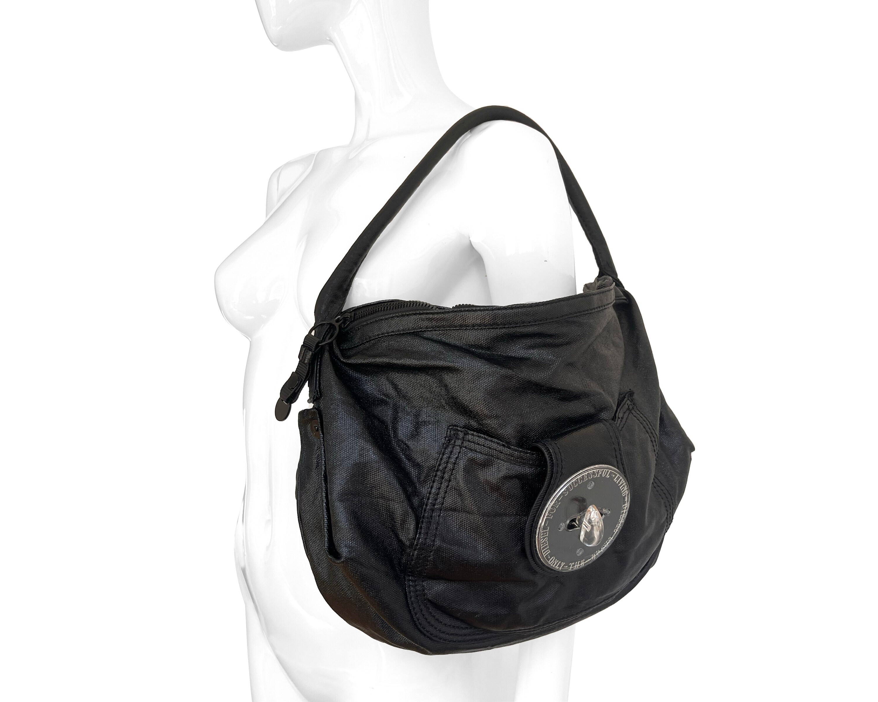 Y2K DIESEL BAG/ Very Rare 2000s Era Diesel Black Bag With a Big  