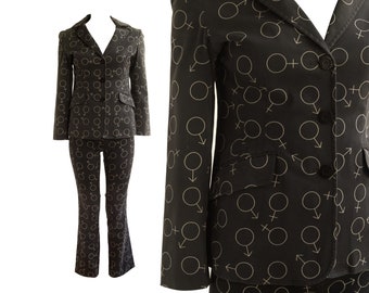 2000s MOSCHINO Suit / Y2k Moschino set including jacket and flare pants