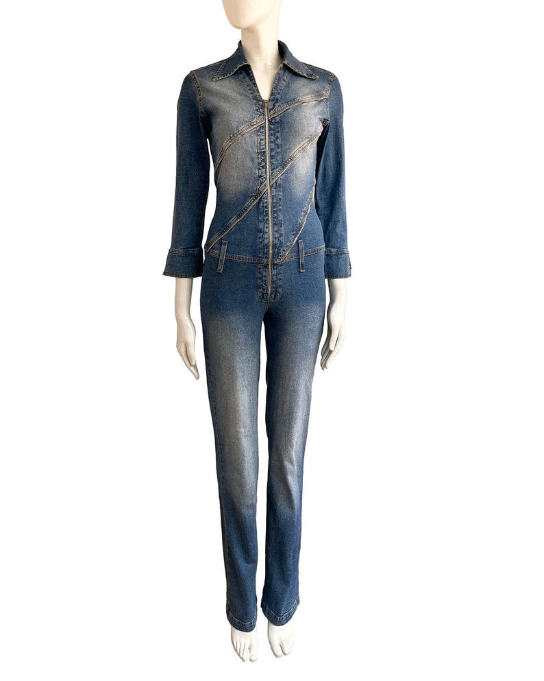 Y2K Denim Overalls - Zipper Suspender Jumpsuit