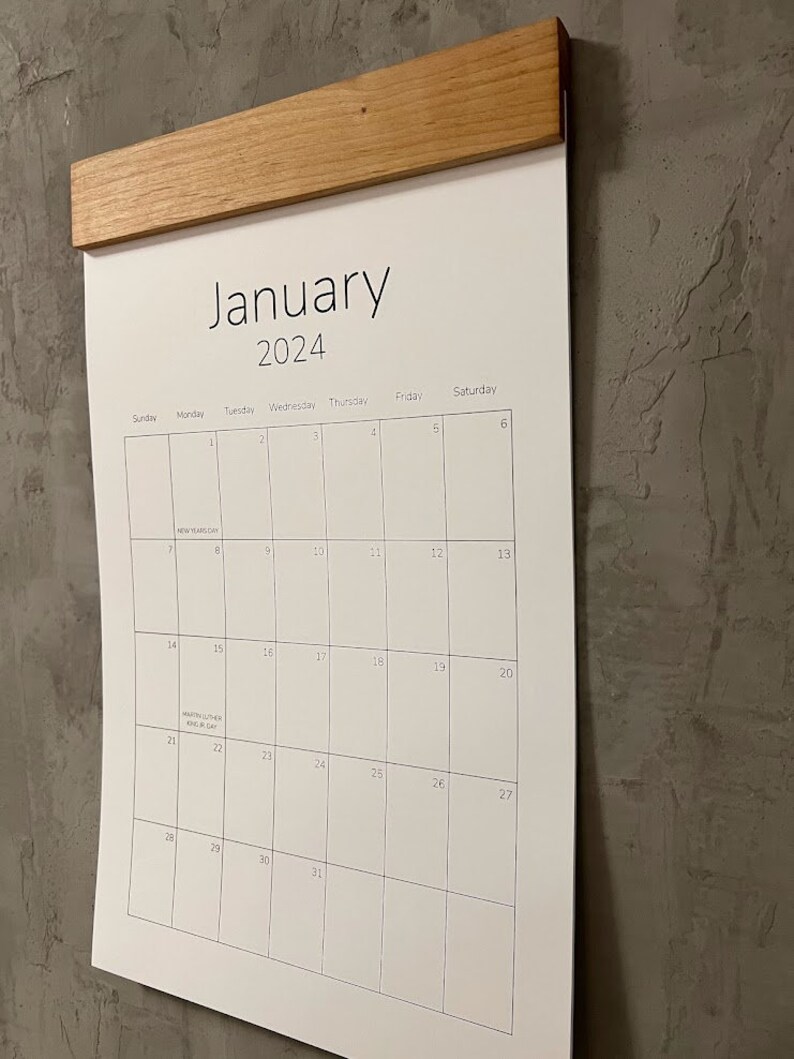 2024 Wall Calendar, Wall Decor, Minimal Calendar, Monthly Calendar