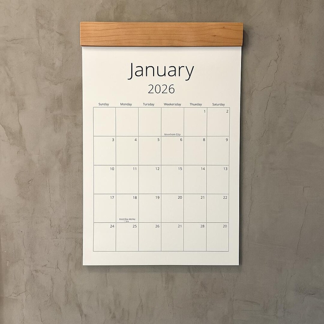 2026 Wall Calendar: Minimalist Design With Natural Wood - Etsy