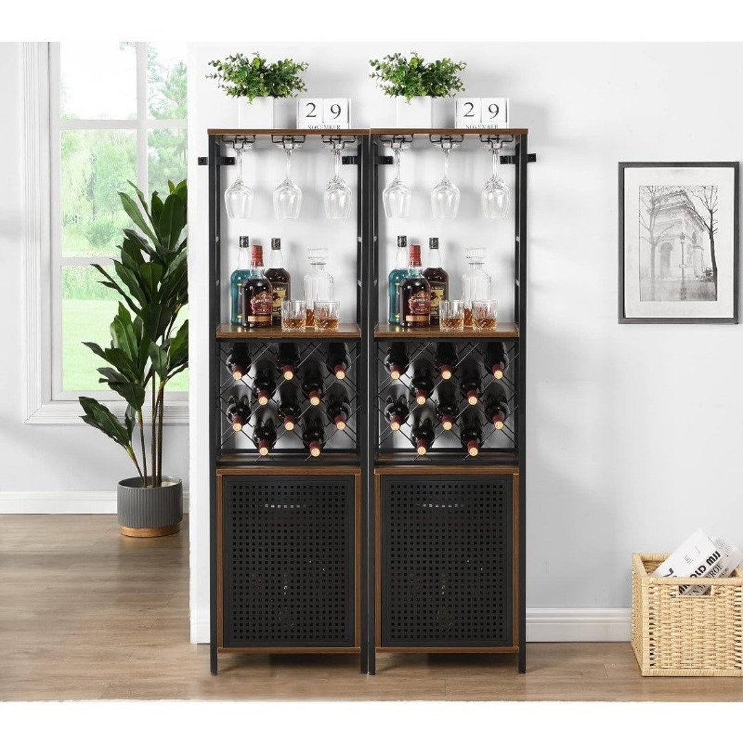 Floor Standing Wine Bar Stylish Liquor and Glass Rack Etsy