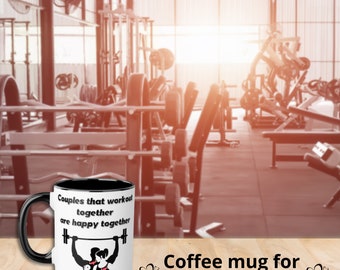Gym Mugs, 11oz, Couple gym mug Gift, Coffee mug for gym lover, Black and white cup, mug for couple, Gift for Workout Couple, Gym Lover Gifts