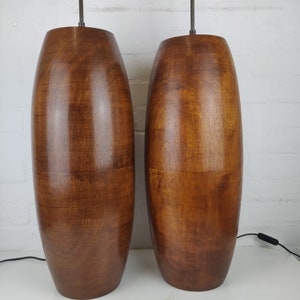 Pair of Hardwood Conga Floor or Table Lamps