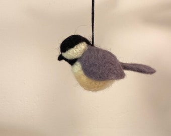 Needle Felted Chickadee Ornament