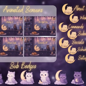 Cozy Owl Café Twitch Package | Screens, Panels, Emotes, Badges