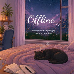 Cat LoFi Cozy Twitch Overlay Screens – Starting Soon, BRB, Offline, Stream Ending | Cute Animated Stream Screens image 2
