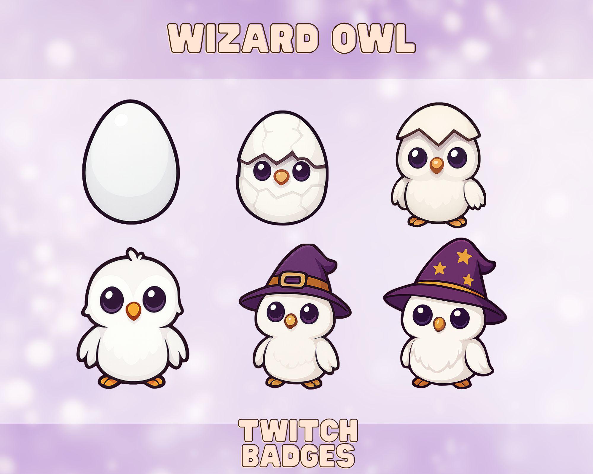 Wizard Snow Owl Sub Badges Twitch | | Bits |Owl Sub Badges | Cute Owl for twitch | Emote | Channel P