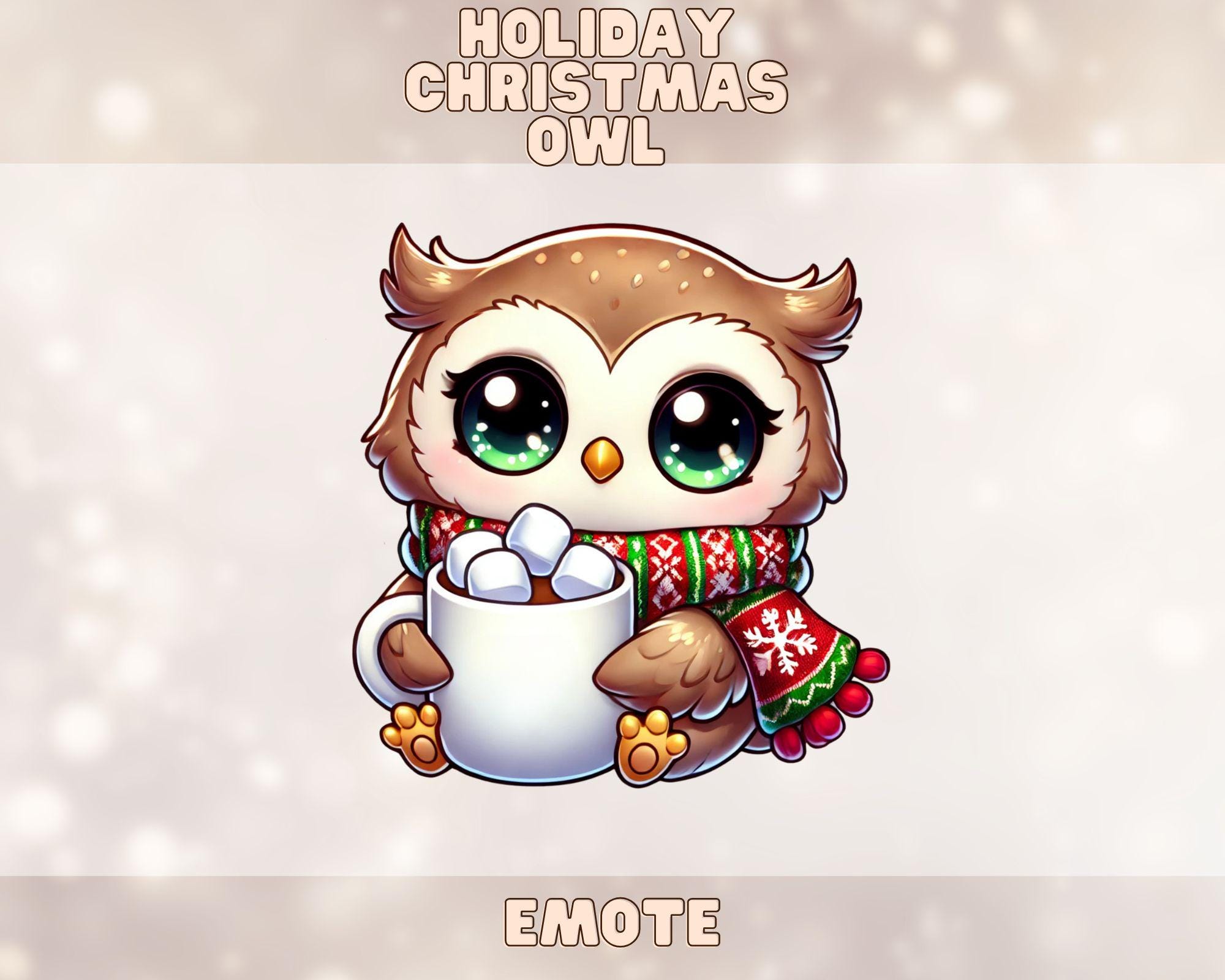 Holiday Christmas Owl Emote | Owl Emote | Twitch YouTube Discord | | Owl Icon | Christmas | Holiday