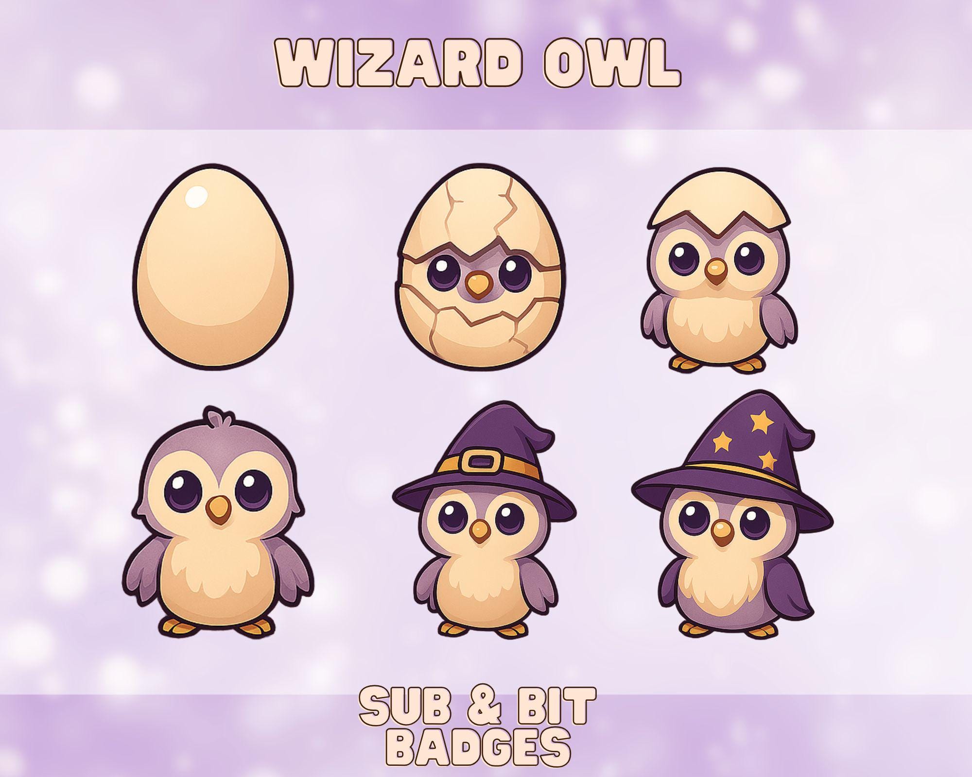 Wizard Owl Sub Badges Twitch | | Bits |Owl Sub Badges | Cute Owl for twitch | Emote | Channel Point