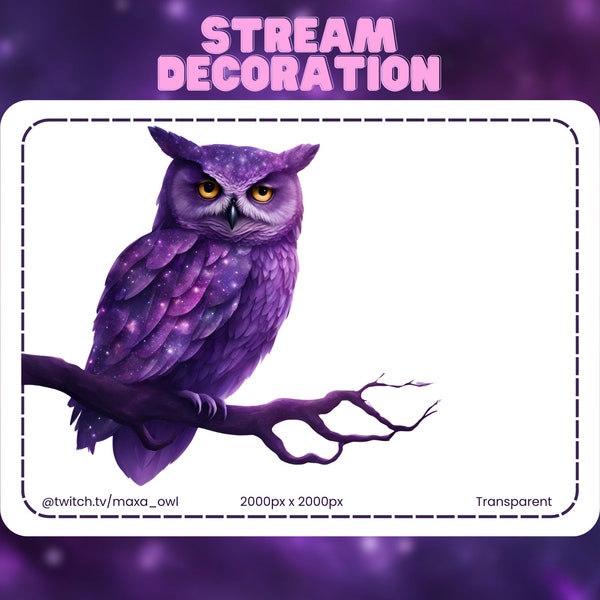 Galaxy Owl Stream Decoration | Twitch Twitch Badges Vtuber Discord