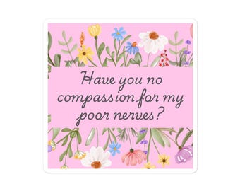 Pride and Prejudice-sticker – Jane Austen quote vinyl sticker – literaire bubbelvrije waterdichte sticker voor laptop, waterfles, boekenliefhebbers