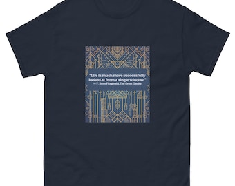 Camiseta del Gran Gatsby: camiseta con cita de F. Scott Fitzgerald, camiseta oscura de la Academia Art Déco de la Era del Jazz, regalo literario vintage para amantes de los libros.