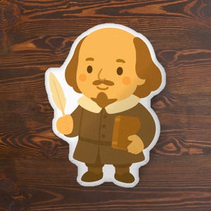 Shakespeare Shaped Pillow for Classic Readers - The Bard Plush for Book Nook Decor