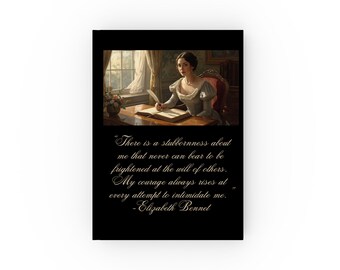 Elizabeth Bennet Quote Journal, Pride and Prejudice Literary Notebook, Courageous Spirit, Hard Backed Journal, Elegant Writing Book