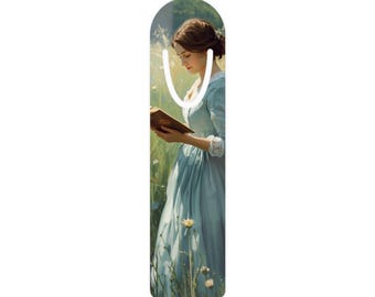 Lady Reading-bladwijzer, meisjesbladwijzer, uniek boekenliefhebbercadeau, leesaccessoires, Pride and Prejudice, Elizabeth Bennet, Jane Austen-cadeau