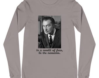 Camiseta de manga comprida Vincent Price para fãs de filmes de terror clássicos.