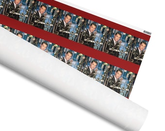 Papel de embrulho natalino vintage com Cary Grant | Papel de presente do filme "Dudley: A Esposa do Bispo" | Folhas de embrulho para presentes de Natal clássicos de Hollywood