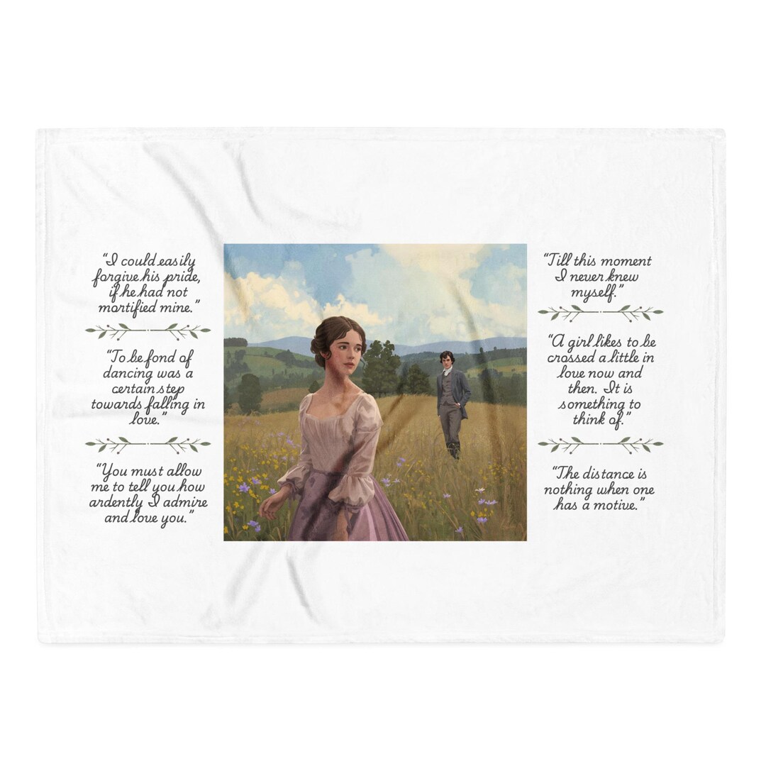 Pride and Prejudice Quotes Throw Blanket Elizabeth Mr. Darcy