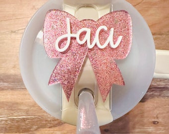 Customized Tumbler Cup Topper Personalized lid H2.0 30 & 40oz Bow Name Plate