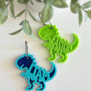 Dinosaur Bag Tag, Key Chain, Perfect for kid&#39;s lunch box, backpack, and Dinosaur lovers