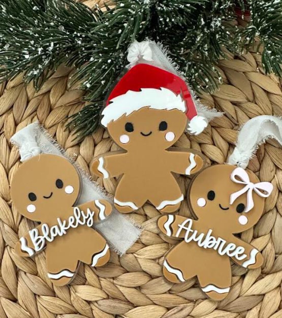 Custom Gingerbread Personalized Acrylic Gingerbread Ornament: Custom Name Holiday ...