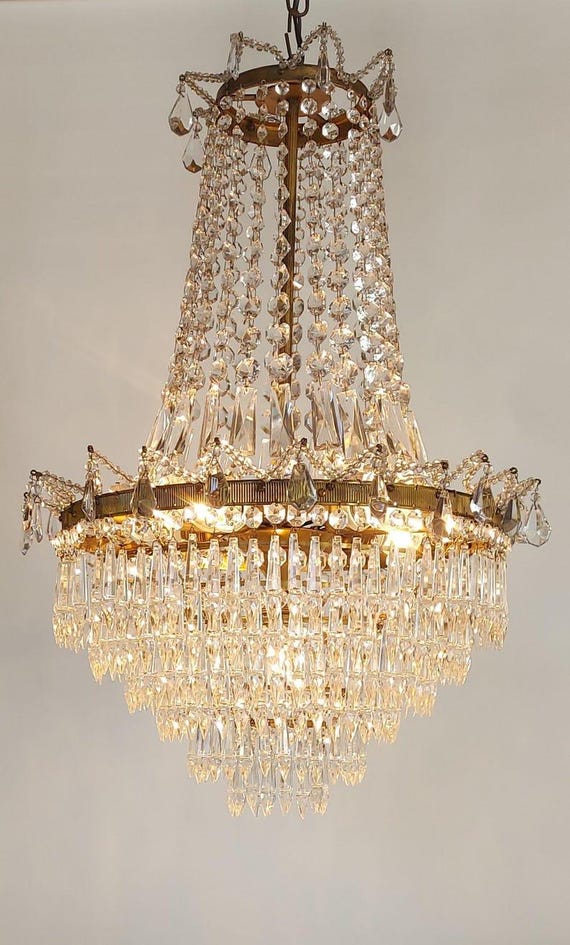 フランス クリスタル部欠品無 本物アンティークシャンデリア