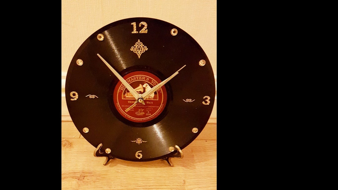 Retro Shellac Vinyl Clock Stand Handmade - Etsy