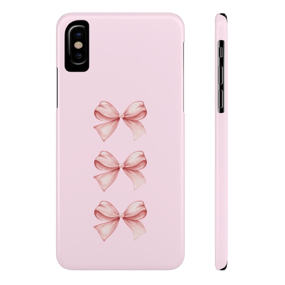 Cute Pink Ribbon Bows Phone Case Pink Phone Case Aesthetic Bows Design Slim Case iPhone 15 14 13 12 11 XR Etc Etsy