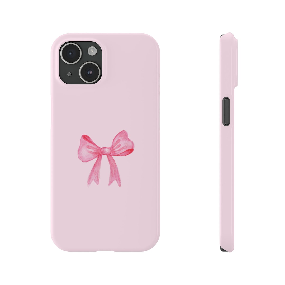 Cute Simple Pink Bow Phone Case, Big Bow Phone Case, Slim, Pink Phone