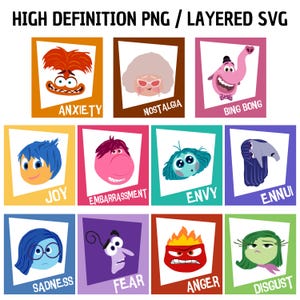 Inside out 2 SVG, Inside out PNG, Inside out characters for Cricut, Anxiety SVG, Tshirt, Sadness, Ennui, Embarrassment, Envy, Joy, Fear