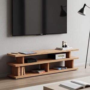 Solid Oak TV Stand Modern Minimalist Design