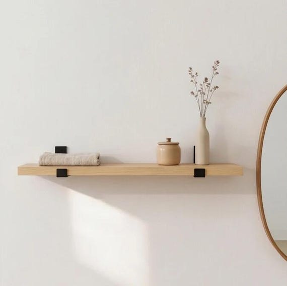 Solid Oak Shelf | Multiple Colours | Oak Shelves | 22.5cm Depth x 3.2cm Thickness | Oak Shelf | Farmhouse Shelf