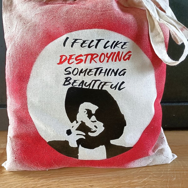 Tote bag/ Fight club/ Marla Singer/ Helena Bonham Carter/ Cinema/ Illustrated natural cotton tote bag/ Gift for movie fans