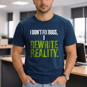 Koszulka DevOps Nie naprawiam błędów, przepisuję rzeczywistość Zabawna koszulka programisty Prezent dla programisty Kodowanie Humor Koszulka inżyniera DevOps