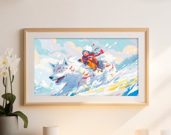 Counted Cross Stitch PDF Pattern "A Girl and her Arctic Companion" - Supersize Japan Cross Stitch Chart Instant Download Pdf Pattern Keeper