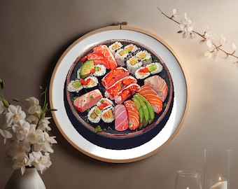 Cross Stitch PDF Pattern "Sushi Delights" - Supersize Japan Cross Stitch Chart Instant Download Pdf Pattern Keeper + Cross Stitch Saga