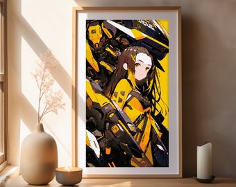 Counted Cross Stitch PDF Pattern "Sunrise of Steel: The Mecha Maiden's Dawn" - Japan Cross Stitch Chart Instant Download Pdf Pattern Keeper