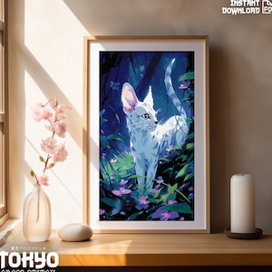 Counted Cross Stitch PDF Pattern &quot;Savannah Cat: Nocturnal Beauty in Moonlight&quot; Japan Cross Stitch Chart Instant Download Pdf Pattern Keeper