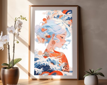 Counted Cross Stitch PDF Pattern "Eternal Beauty of The Great Wave" - Supersize Japan Cross Stitch Chart Instant Download Pdf Pattern Keeper