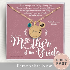 Personalized Mother Of The Bride Necklace Gift For Mother Of Bride Jewelry Mother Of The Bride Gift From Daughter Mom Wedding Necklace Card