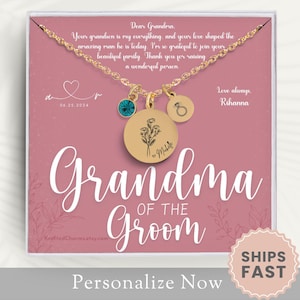 Personalized Grandma Of The Groom Necklace Gift For Grandma Of The Groom Jewelry Grandmother Of Groom Wedding Gift From Bride Birthstone