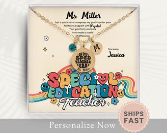 Personalized SPED Teacher Necklace SPED Thank You Gift for Special Education Teacher Jewelry Special Needs Teacher Autism Necklace Notecard